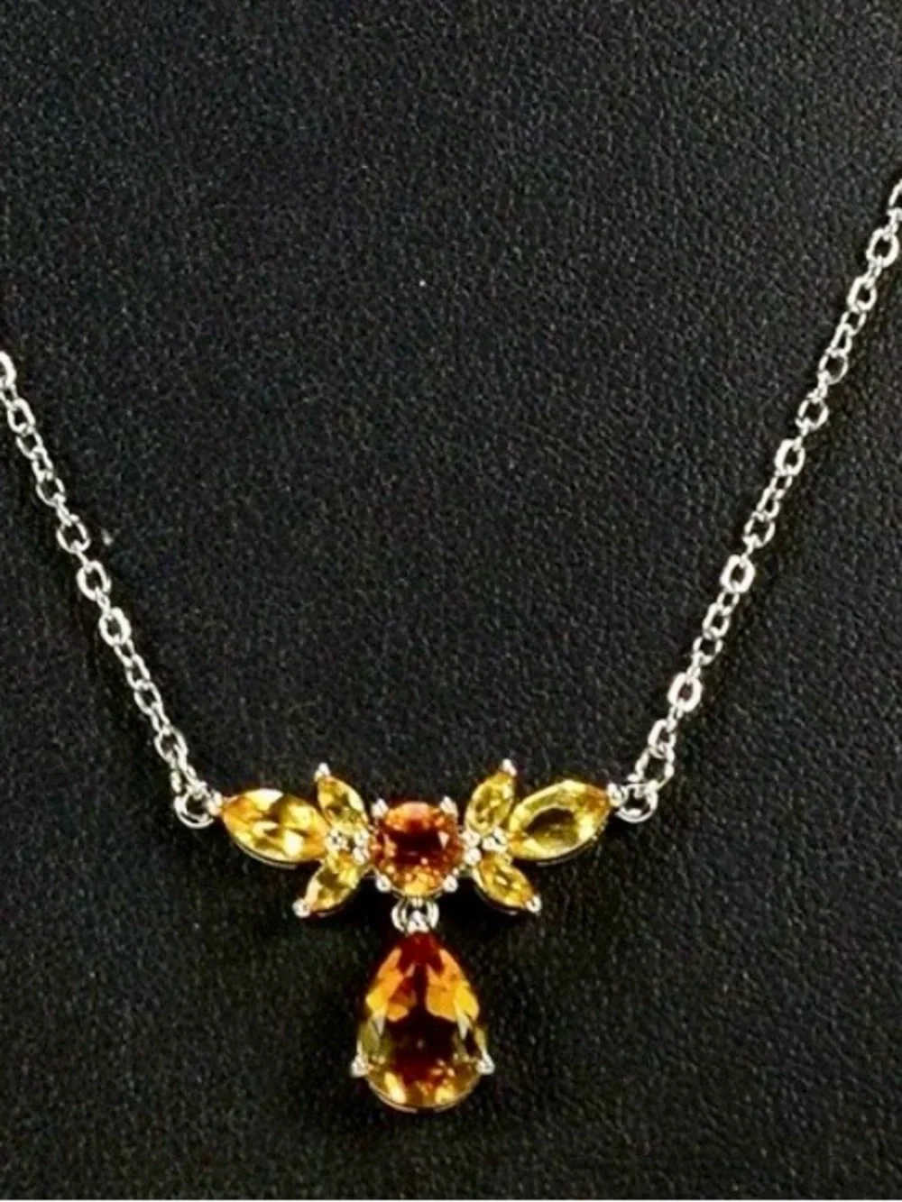 Madeira Citrine yellow Stationary Solid Sterling Silver Necklace 18